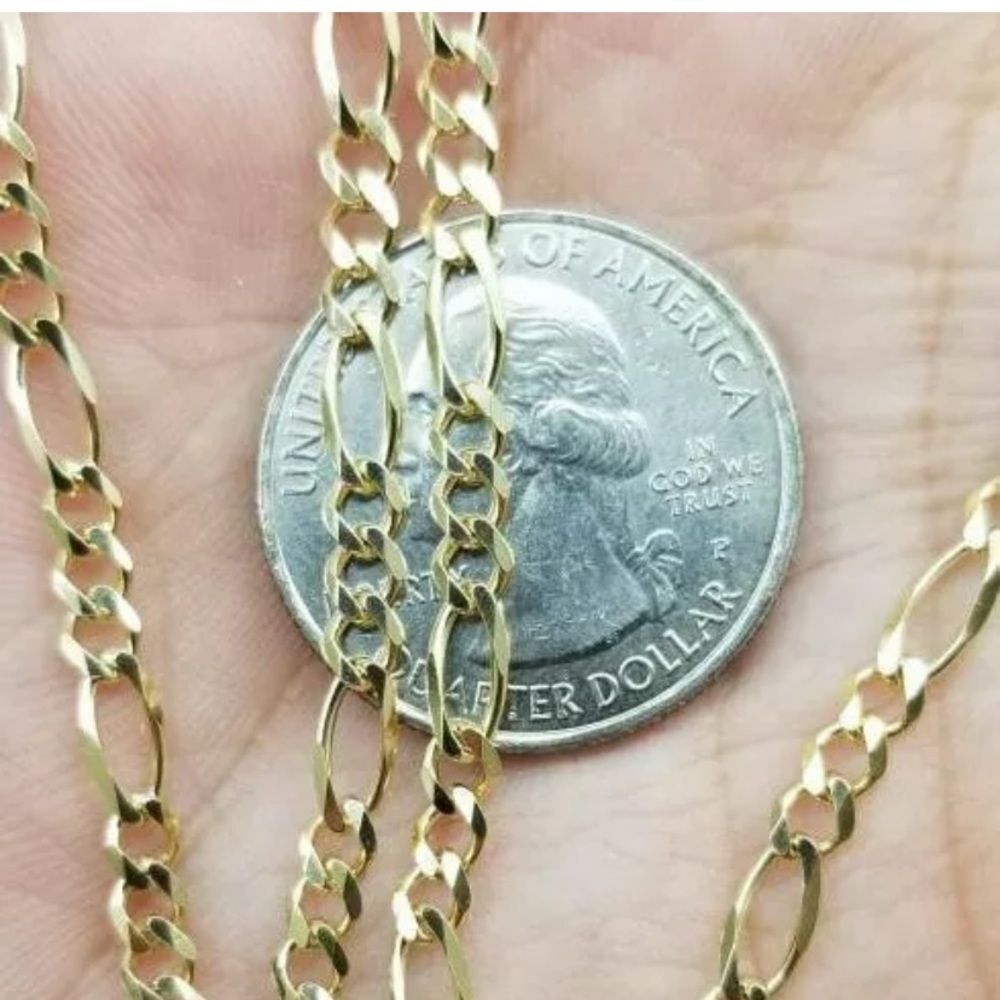 Real Gold Figaro Chain 10K Solid Yellow 20”​ - Picture 2 of 2